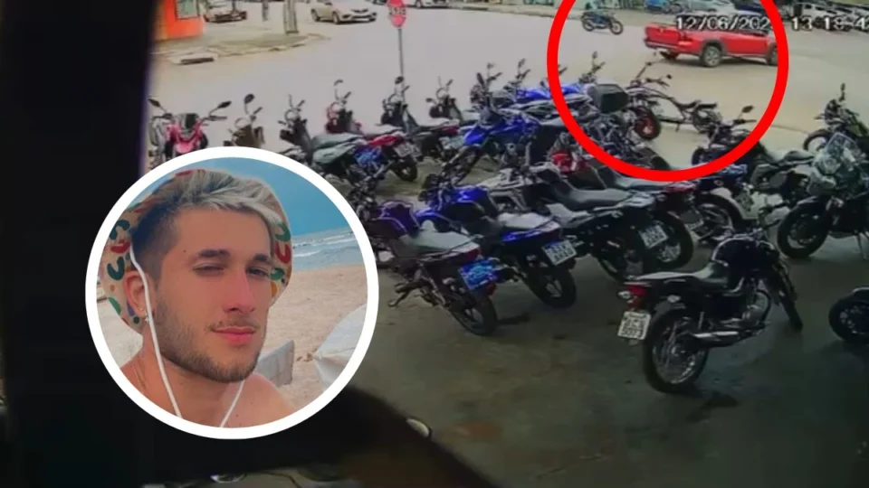 Vídeo mostra momento em que jovem morre em acidente entre moto e caminhonete em Porto Velho