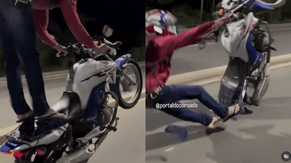 Deu ruim! Motociclista tenta manobra radical e acaba com motocicleta destruída; veja vídeo