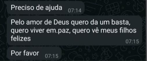 Mensagens da vítima para a Polícia Civil