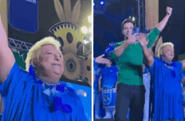 Patixa é ovacionada ao chegar com ‘marido’ no último ensaio do Caprichoso em Manaus