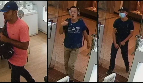 Força Tática da PM divulga foto de trio suspeito de assaltar joalheria em shopping de Manaus