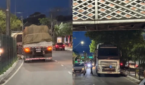 Trânsito trava em Manaus após carretas com contêineres bloquearem via movimentada
