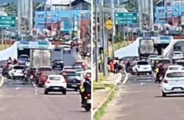 Homem é atropelado ao atravessar faixa de pedestres no viaduto Rei Pelé, em Manaus; veja vídeo