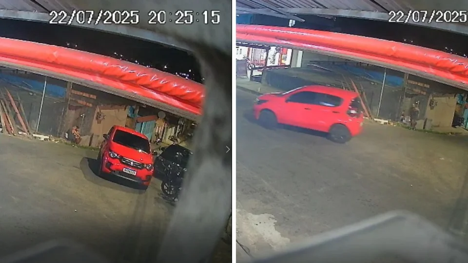 Câmeras flagram motorista furtando capacete de moto estacionada no bairro São Lázaro, em Manaus; veja vídeo
