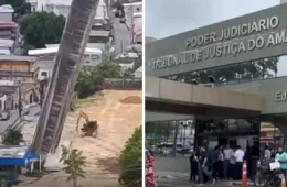 Prédio do TJAM é evacuado as pressas após tremor causado por obra em Manaus; veja vídeo
