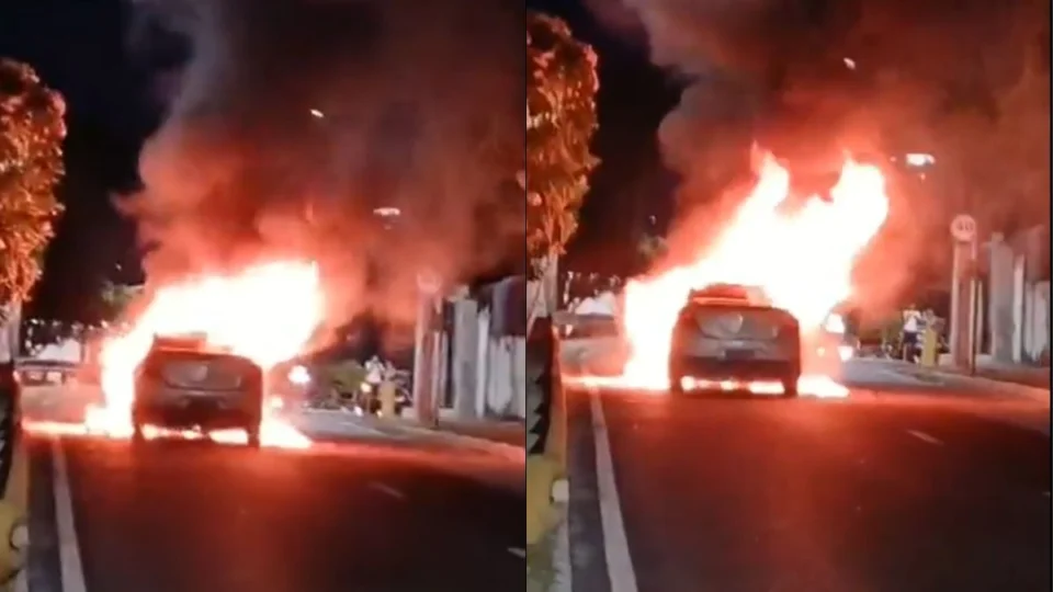VÍDEO: carro em chamas interdita avenida Djalma Batista, em Manaus