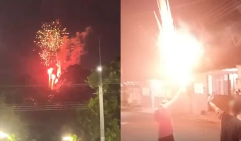 Homem é preso e adolescente apreendido após foguetório em Manaus; veja vídeo da queima de fogos