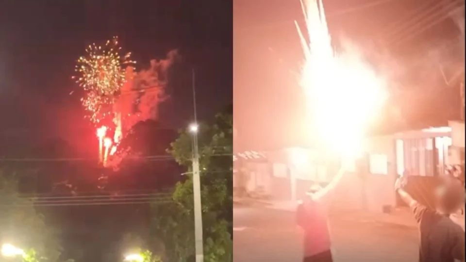 Homem é preso e adolescente apreendido após foguetório em Manaus; veja vídeo da queima de fogos