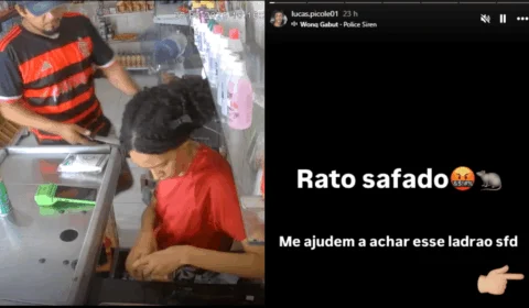 VÍDEO: homem assalta e ameaça com faca sobrinha de influenciador Lucas Picolé em comércio de Manaus