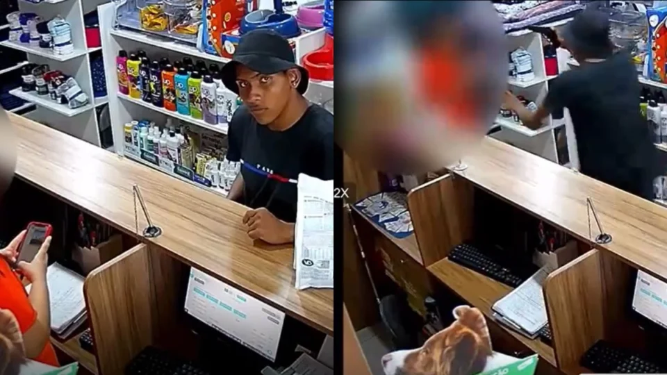 VÍDEO: homem finge ser cliente e assalta celular de funcionária em clínica veterinária de Manaus