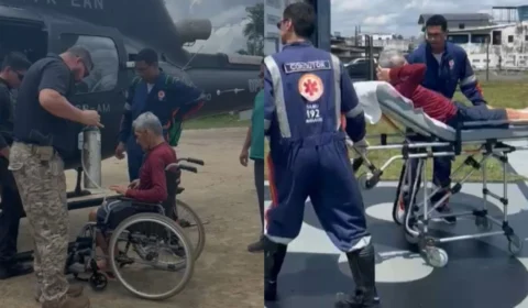 Idoso com insuficiência respiratória é resgatado de helicóptero na zona rural de Manaus