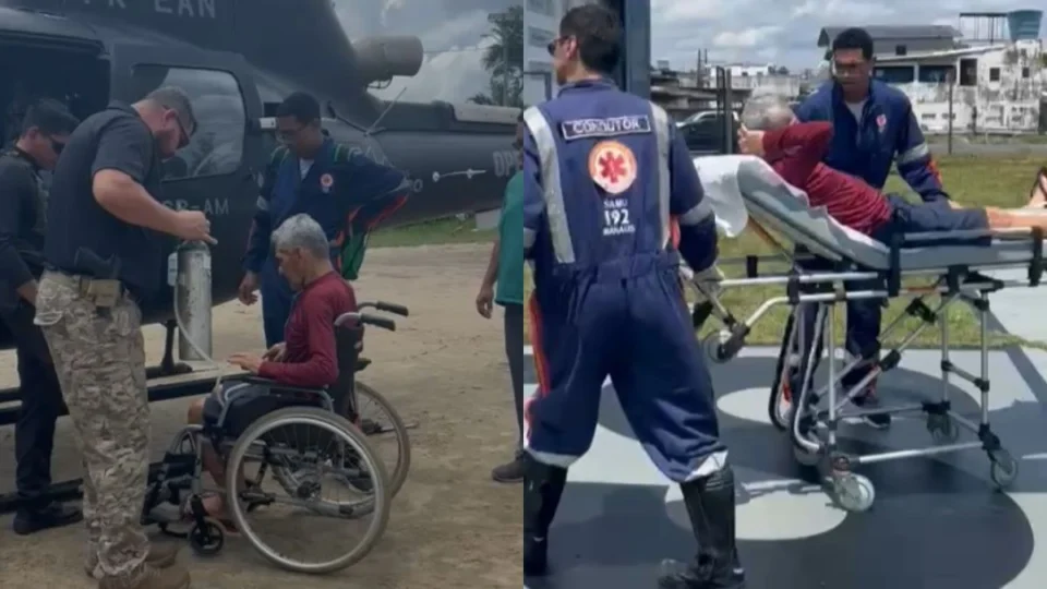 Idoso com insuficiência respiratória é resgatado de helicóptero na zona rural de Manaus