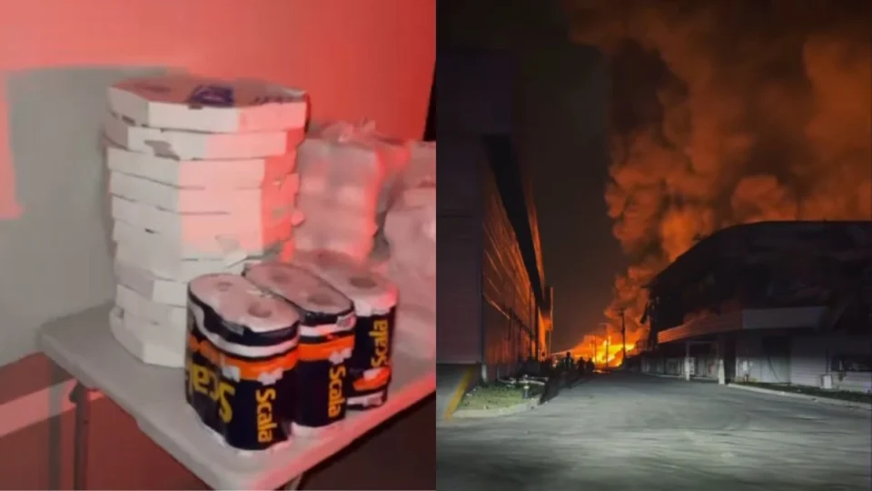 População se mobiliza para ajudar bombeiros durante incêndio em fábrica do Distrito Industrial, em Manaus