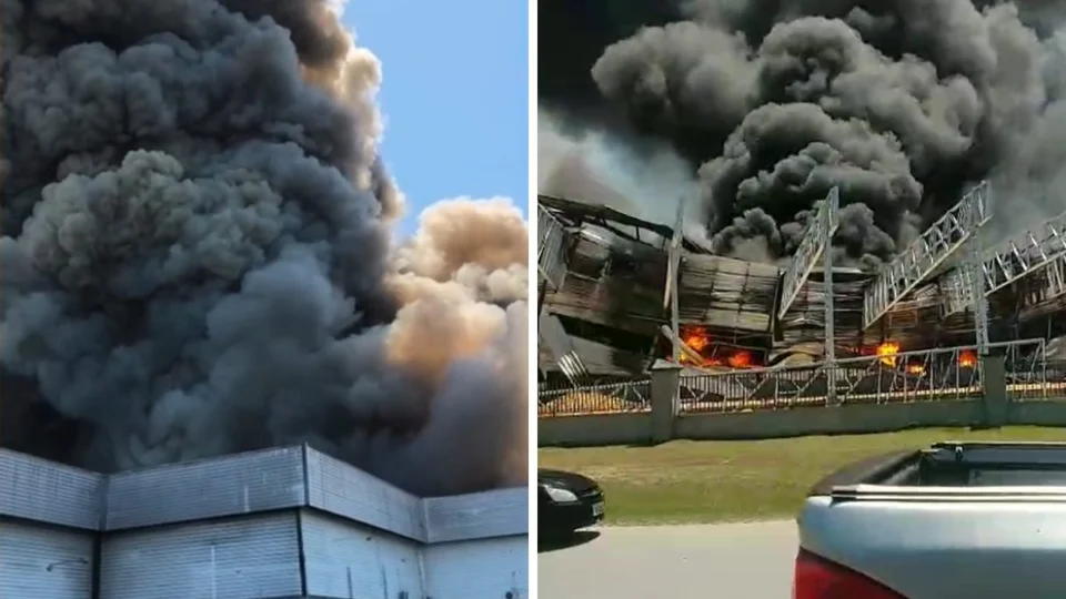 Incêndio de grande proporções atinge fábrica no Distrito II, em Manaus; veja vídeo