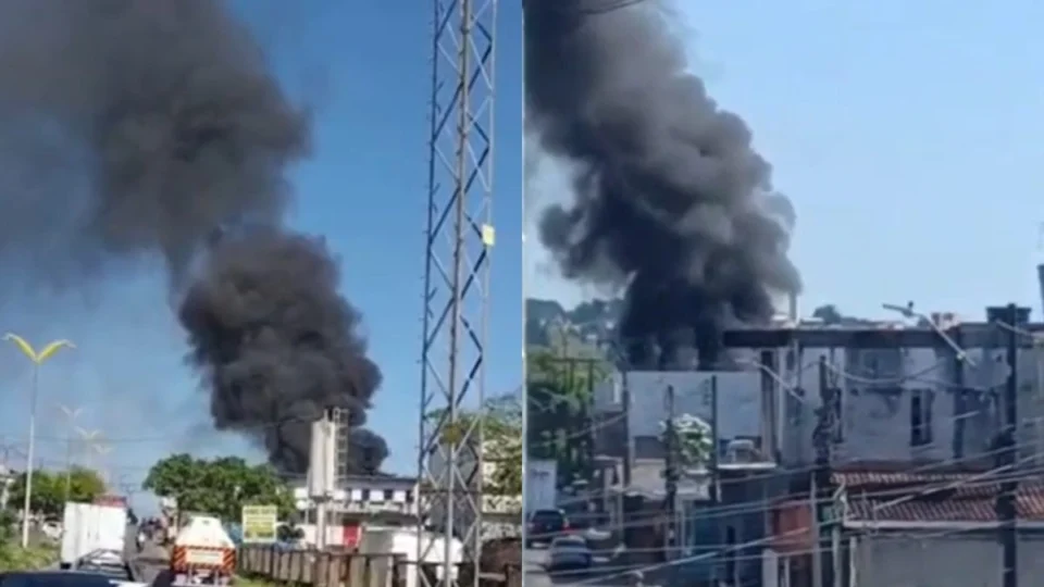 Incêndio em fábrica de isopor se espalha e atinge residências em Manaus; veja vídeo