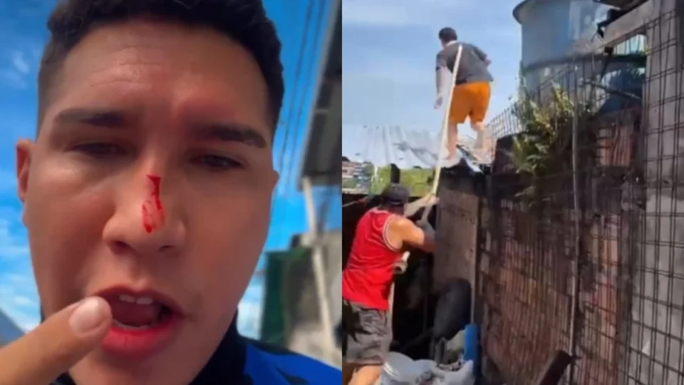 VÍDEO: confusão entre motoboy e funcionário em padaria termina com agressão e fuga pelo telhado em Manaus