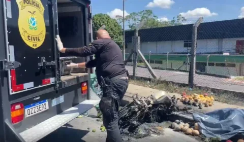 Esposa reconhece placa de motociclista que morreu carbonizado na avenida Buriti, em Manaus