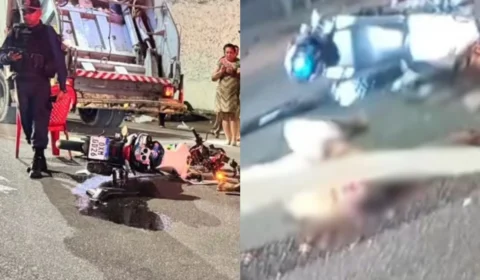Motociclista morre ao ter cabeça esmagada por caminhão de lixo em Manaus