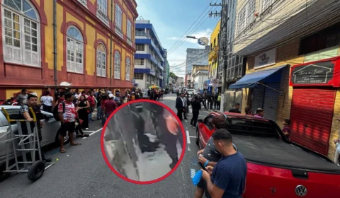 VÍDEO: suspeito é morto a tiro em assalto a joalheria no Centro de Manaus; dois fugiram com R$ 70 mil