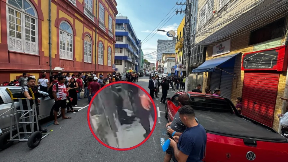 VÍDEO: suspeito é morto a tiro em assalto a joalheria no Centro de Manaus; dois fugiram com R$ 70 mil