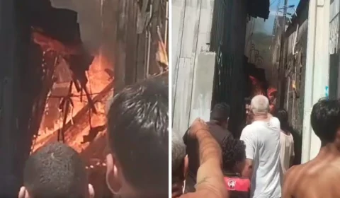 VÍDEO: incêndio destrói casa no Morro da Liberdade, em Manaus, e gera pânico entre moradores