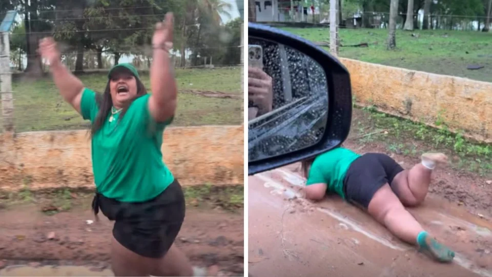 VÍDEO: Influenciadora cai de cara na lama ao tentar chamar atenção de Carlinhos Maia