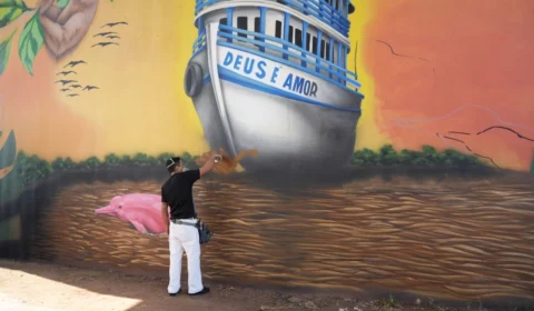 Viaduto do Trevo do Roque recebe mural com cores da Amazônia