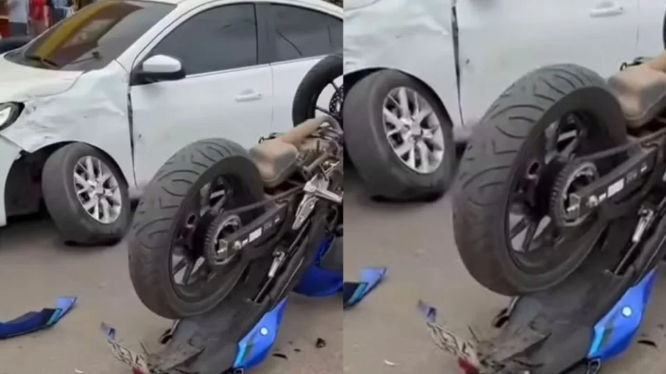 Jovem de 19 anos fica ferido em colisão entre moto e carro em Boa Vista