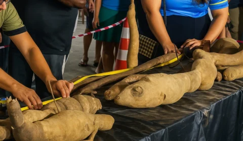 Festival da Farinha no interior do Acre premia mandioca mais longa e mais pesada
