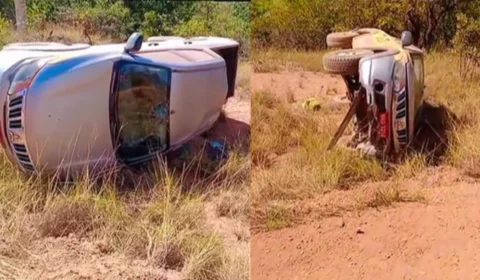 Veículo contratado para transporte escolar tomba em rodovia de Uiramutã