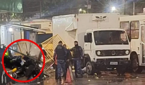 VÍDEO: caminhão invade muro do Terminal 3 em Manaus e destrói motos; motorista fugiu