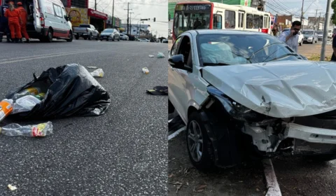 Homem em situação de rua é atropelado após se jogar na frente de carro em Manaus