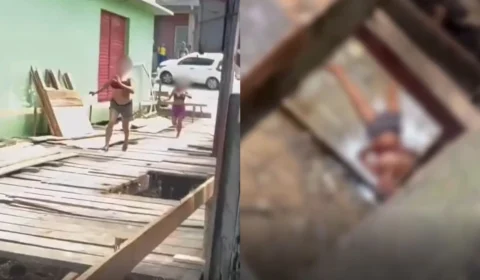 Vídeo mostra mulher esfaqueada e jogada em buraco durante briga em Tefé, no Amazonas