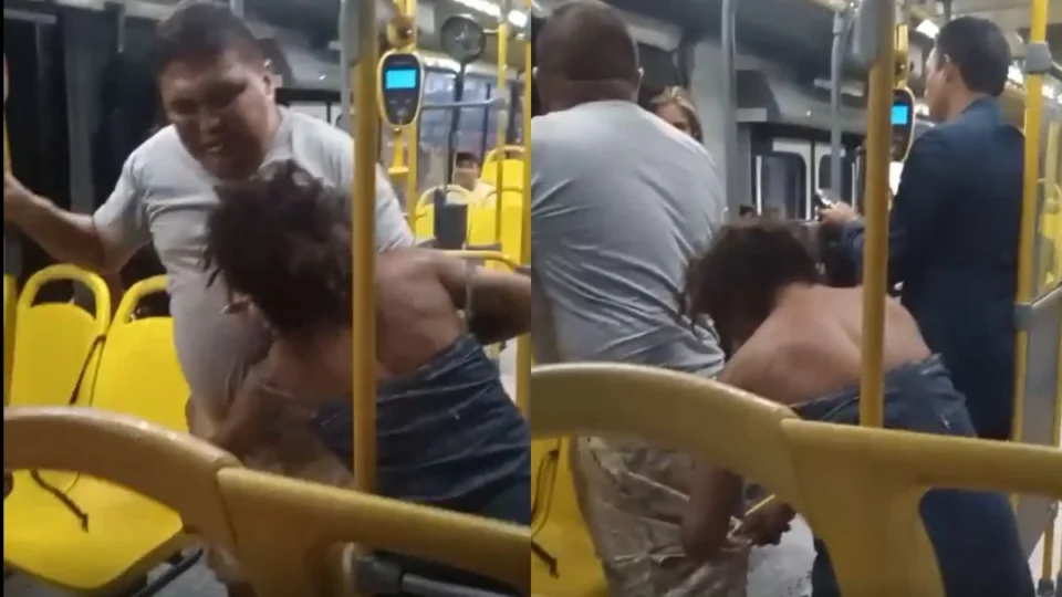 VÍDEO: mulher em situação de rua tenta roubar passageiro em ônibus em Manaus