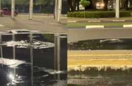 DENÚNCIA: Esgoto transborda e causa mau cheiro em praça Fábio Paracat