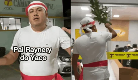 VÍDEO: após briga entre vereadores no Acre, humorista “benze” Câmara vestido de pai de santo