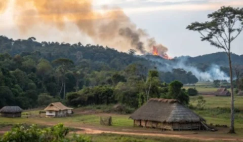 VÍDEO: Incêndio atinge casa tradicional de povo Enawenê-nawê e deixa mulher ferida em Rondônia