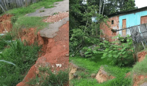Casas desabam após desmoronamento de rua no Acre; moradores cobram prefeitura