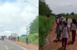 Ônibus escolar é parado pela PRF na BR-174 e alunos seguem a pé até o destino