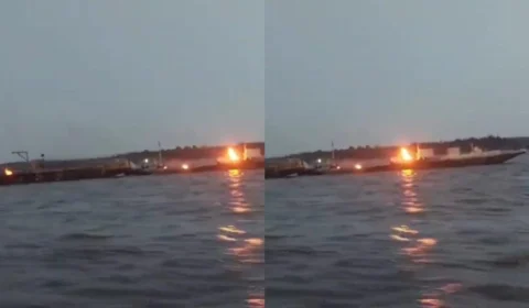 VÍDEO: ataque de piratas causa incêndio em três balsas com combustível no Rio Amazonas
