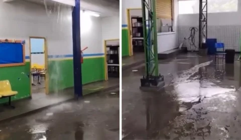Chuva forte provoca alagamentos e danos em escola de Manaus; veja vídeo