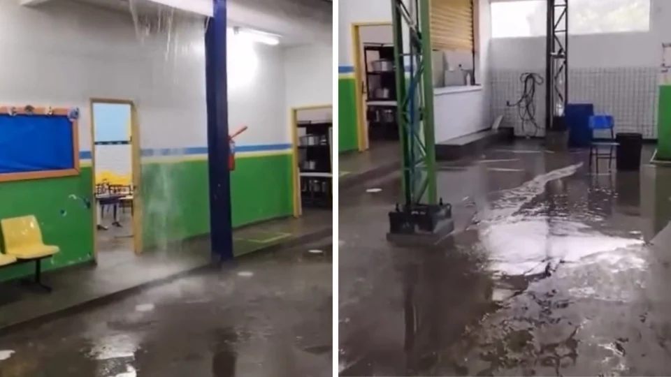 Chuva forte provoca alagamentos e danos em escola de Manaus; veja vídeo