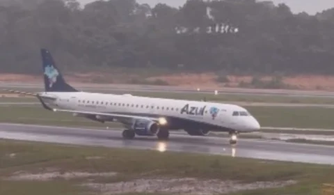 VÍDEO: avião faz pouso de emergência durante forte chuva em Manaus