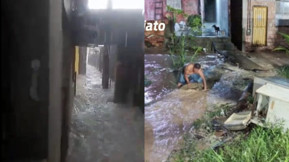 Temporal causa alagamentos e risco de desabamento em diferentes áreas de Manaus