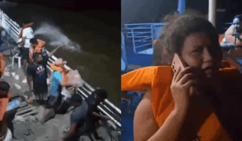VÍDEO: Balsa quase afunda durante travessia noturna e passageiros tomam atitude desesperada