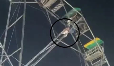 VÍDEO: Mulher fica pendurada em roda-gigante e grita por socorro durante ExpoQuinari 2025