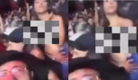 VÍDEO: Homem flagra mulher sem camisa durante show de Natanzinho Lima na Expoferr Show 2025
