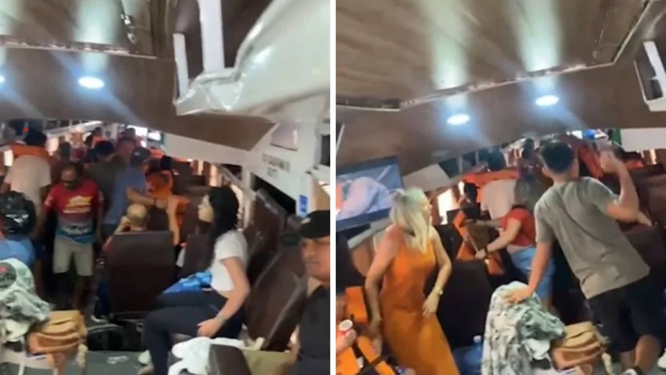 VÍDEO: Banzeiro causa pânico em lancha no Solimões e passageiros entram em desespero