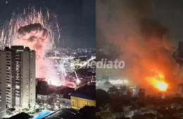 Vídeo chocante mostra explosão em galpão de fogos que deixou uma pessoa morta