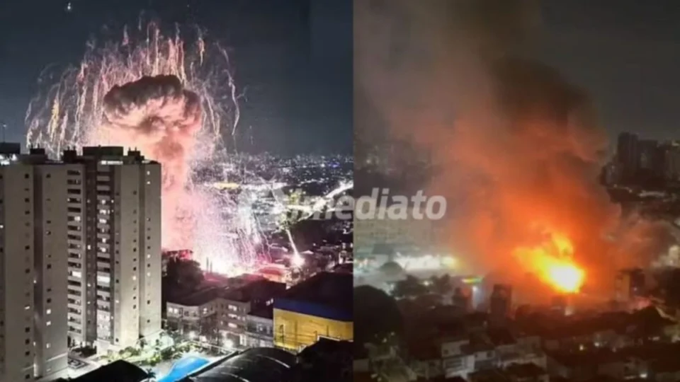Vídeo chocante mostra explosão em galpão de fogos que deixou uma pessoa morta
